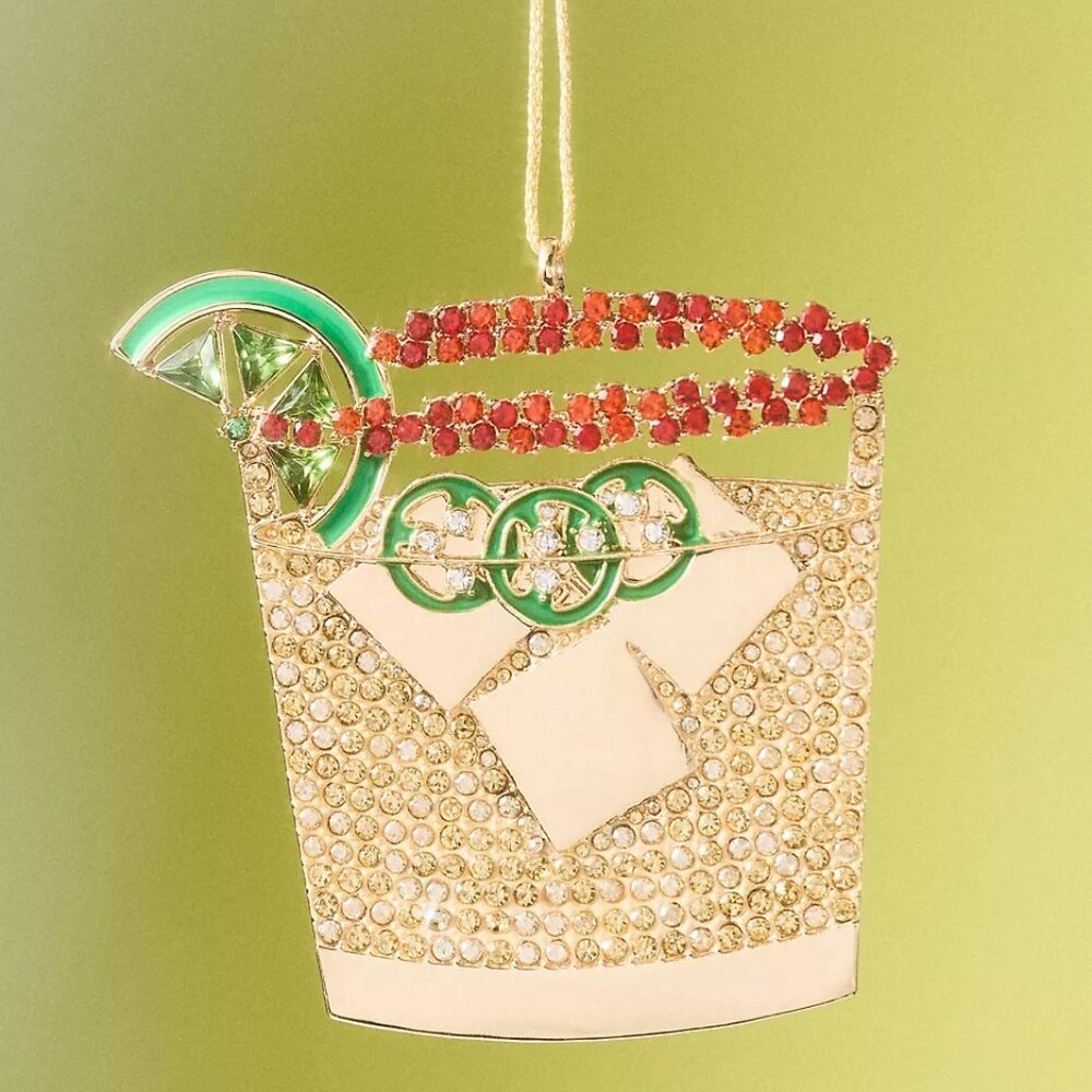 Anthropologie x BaubleBar Jeweled Spicy Margarita Cocktail Ornament, New w/ Tag